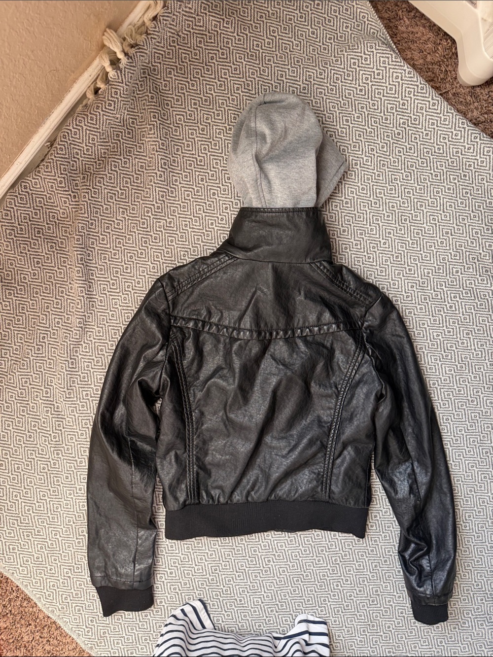 Miss Post Black Faux Leather Hooded Jacket - Picture 9 of 15